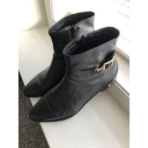 Wirth Black Leather Chelsea Boots With Gold Hardware! WMS 38 US 8